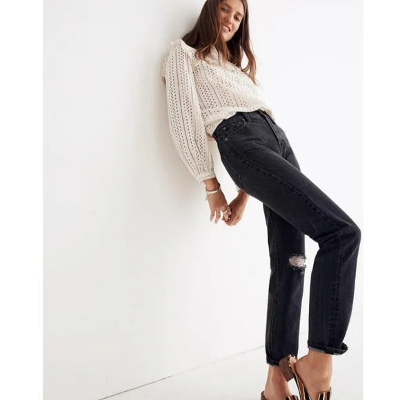 Madewell the perfect vintage black distressed jeans - Picture 15 of 15